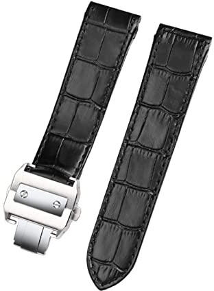 GANYUU Uhrenarmband aus echtem Leder für Cartier Santos 100 Leder 20 mm 23 mm Armband, 23 mm, Achat