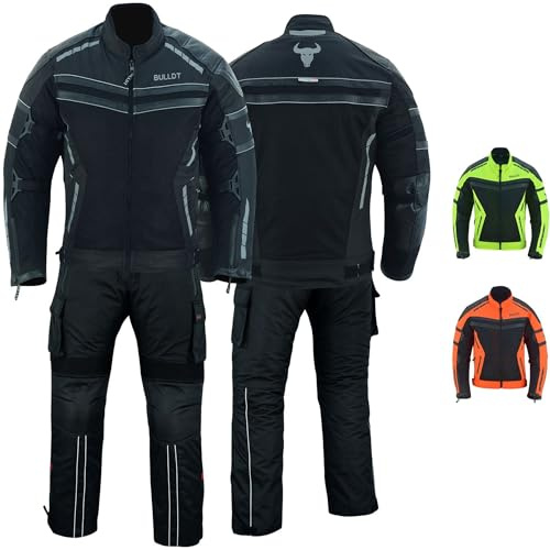 BULLDT 2-teiler Motorradkombi Herren sommer mit abnehmbar CE-Protektoren & Thermofutter - leicht Jacke ATV Quad Scooter mit Tech-Mesh-Netz 360° Sicherheit-Reflektoren & Zipper-Taschen