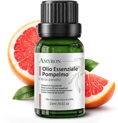 Olio Essenziale Pompelmo AMYRON 15 ml | 100% Puro E Naturale | Aroma Agrumato e Fresco | Aromaterapia Per Diffusore E Ambiente