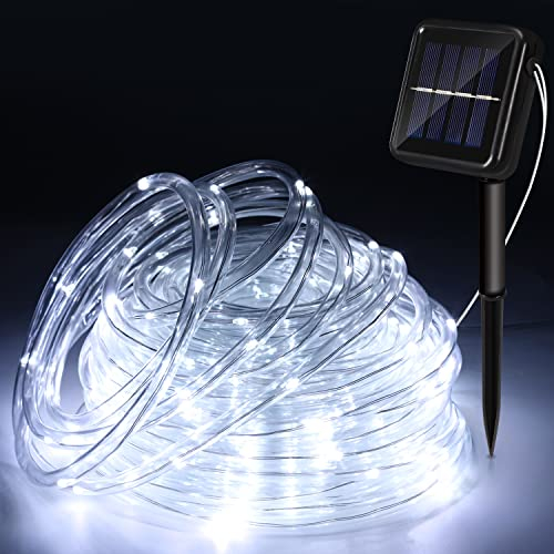 Izrielar 20 M Solar Lichtschlauch Lichterkette, LED Lichtschlauch, 200 LEDs Wasserdicht Außenlichterkette 8 Modi, für Hochzeit,Party und Weihnachten,Weihnachtsbeleuchtung,Kaltweiß