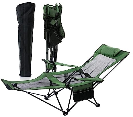Campingstuhl Faltbar Outdoorstuhl Klappstuhl Outdoor Camping Stuhl Klappstuhl Liege Pause Relax Liege Schwerelosigkeit Stühle Garten Balkon Angeln Wandern Faltstuhl Camping-Stühle ( Color : Grün , Siz