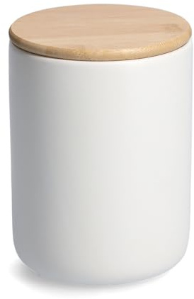Zeller 19857 Vorratsdose m. Bambusdeckel, 1150 ml, Keramik, weiß