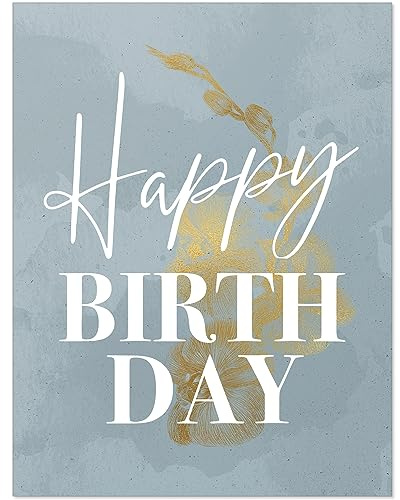8 Flaschenetiketten selbstklebend - Etikett Glückwunsch Geburtstag Happy Birthday Edel blau - Flaschen Aufkleber für Wein oder Sekt