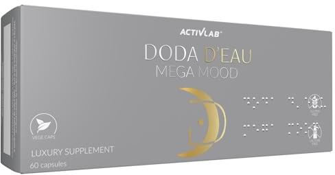 Activlab DODA D'EAU Mega Mood, 60 pflanzliche Kapseln | die Konzentration, bekämpft Stress, Nervensystem, verbessert Gedächtnis und Konzentration, Lion's mane, Rhodiola Rosea, Bacopa