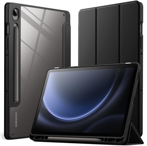 JETech Hülle für Samsung Galaxy Tab S10 Lite/S10 FE/S9 FE 10,9, Schwarz | Transparente Rückseite, Schlanker Stoßschutz, Dreifach-Ständer, S Pen Halter