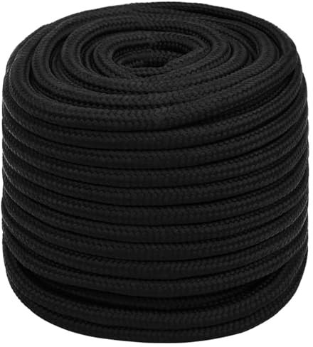 Homgoday Arbeitsseil Polyester schwarz 16 mm 100 m Arbeitsseil Sicherheit Feuer Klettern Outdoor Camping Twisted DIY Handwerk geflochten