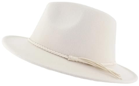 Fedora-Hut für Damen und Herren, Herbst, Winter, Vintage-Stil, Hochzeit, Party, Jazz-Filzhut, Beige, Einheitsgr��e