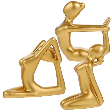 Zerodeko Künstlerische Yoga Statue aus Kunstharz in Goldener Farbe Elegante Tischdekoration als Zentrales Wohnaccessoire für Yoga Enthusiasten und Zuhause