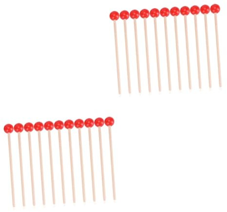 Toyvian 50 Stück Percussion-Drum-Tool Tragbare Tastatur Schlägel Perkussion Musikschlagschlägel Klein Perkussionszubehör Für Musikinstrumente Xylophon Gummi Teig Rot Holz Kind Universal-