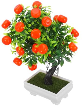 HOLIDYOYO Künstlicher Bonsai Orangebaum Dekoration Fake Orange Potted Pflanze Für Schreibtisch Und Innenräume Und Langlebig