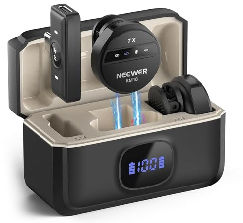 Neewer Wireless Lavalier Microphone for USB C with Charging Case, Compatible with Android/PC/Laptop, 48KHz/24Bit Mini Lapel Mic, Noise Canceling 24H Battery for Recording Live Vlog, KM18
