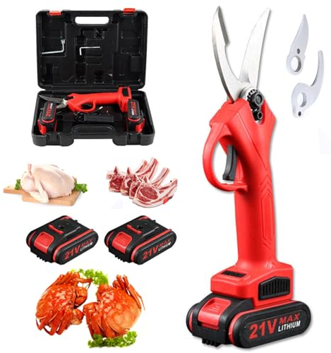 Tijeras eléctricas para cortar pescado,tijeras para huesos de cocina,tijeras para aves de corral resistentes con 2 baterías y cuchilla de repuesto,para cortar en la cocina huesos de pollo y verduras