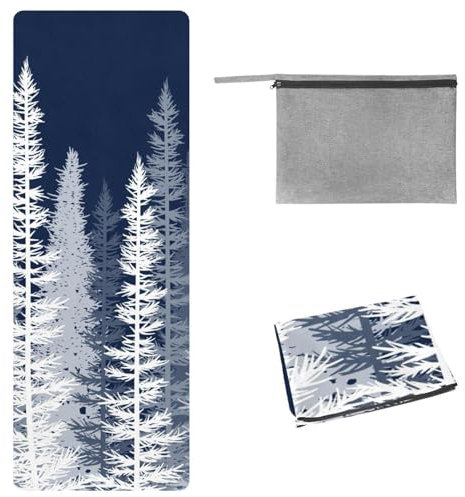 Eslifey Yoga-Handtuch, Winter, Kiefernholz, Naturwald, Landschaft, rutschfest, schweißabsorbierend, Hot Yogamatte, Handtuch für Hot Yoga, Pilates und Fitness, 185 x 68 cm
