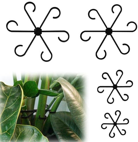 PEUTIER 4pcs Climbing Houseplant Stem Supports, Plastic Plant Climbers Stem Holders Reusable Plant Stem Hook Growth Accessories for Plant (black)