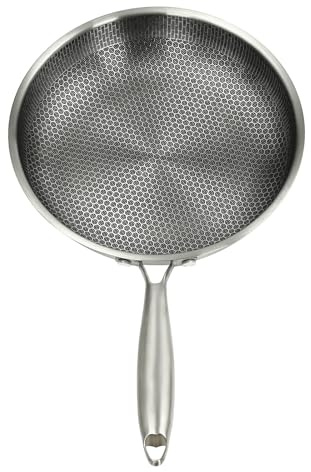 RUETERY Ø 28 cm padella struttura a nido d'ape, acciaio inox, antiaderente, resistenza a 380 °C, lavastoviglie, padella universale