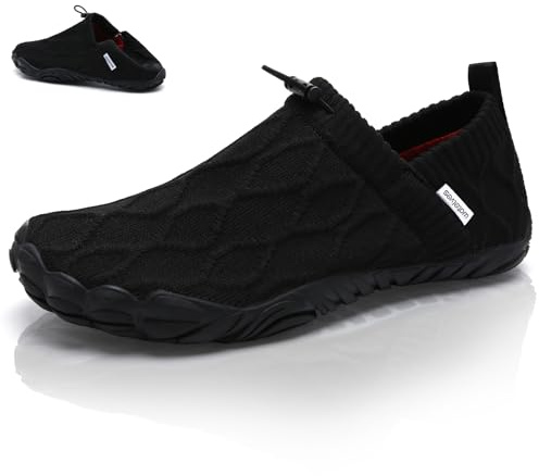 Hombre Mujer Barefoot Minimalistas Zapatillas de Trail Running Ligeras y Respirable Zapatos Descalzos Gym Playa Calzado de Deportes Acuaticos para Correr Senderismo, Negro, 38 EU