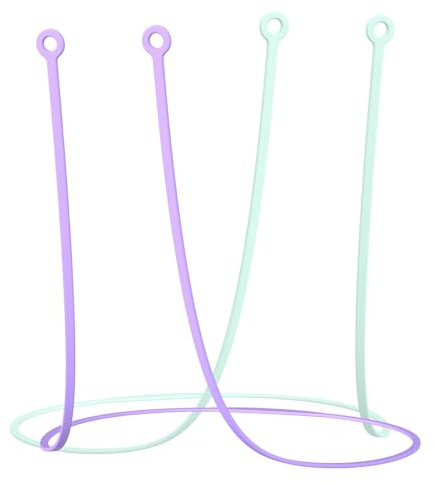 2 Pcs Earplugs Cord, Silicone Anti-Lost Earplug Lanyard, Compatible with Loop Quiet/Engage/Experience/Vibes, Safety Connector Strap Works with Most Earplugs (Purple & Green)