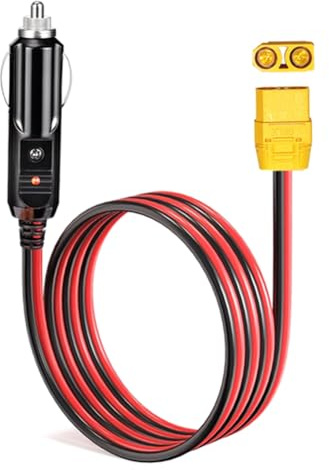 Phyachelo Cable de Carga para Encendedor Conector Hembra XT90 A Enchufe Macho para Encendedor de Cigarrillos de Automóvil para Estación de Energía de Generador Solar 14AWG 12V