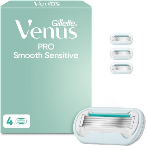 Gillette Venus Smooth Sensitive Rasierklingen, 4 Original Ersatzklingen | Damenrasierer für Nassrasierer mit 5 Klingen Für Eine Gründliche Rasur, Türkis