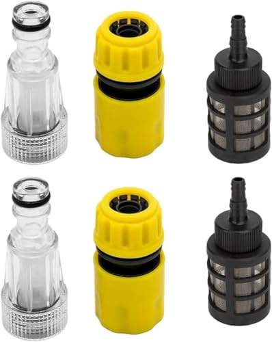 6 Pcs Pressure Washer Gun Adapter & Hose Tap Connector Quick Coupling & Water Pump Strainer Filter,3/4 Inch Hose Connector, Washer Hose Connector for Garden