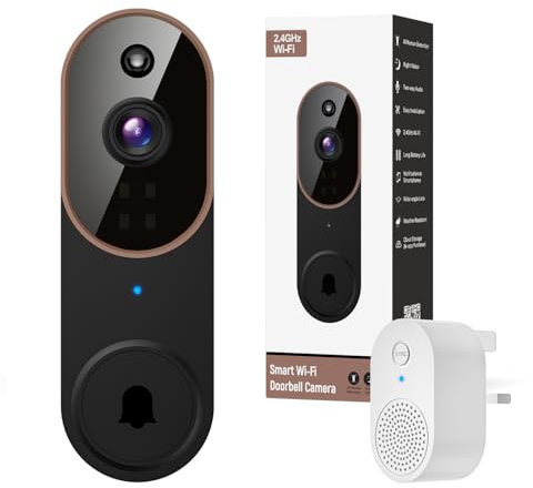1080p Wireless Wi-Fi Video Doorbell Camera with Two Way Audio, AI Motion Detection, Night Vision and Cloud Storage, 2.4G Wi-Fi only