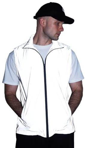 Brother Wang Men's Four Seasons Can Be Used for Outdoor Night Running, Cycling, Night Reflective Vest Couple Sleeveless Jacket (MJ01-M)