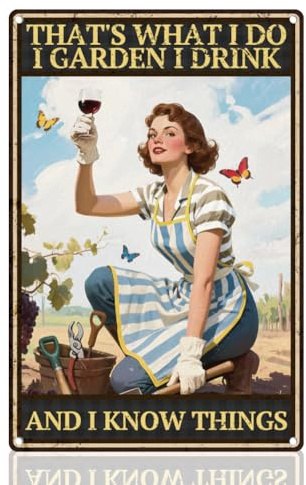 DOODLREAM Frau Im Garten Blechschild Retro Wanddekoration Metall 20 x 30 cm That'S What I Do I Garden I Drink Wandkunst Poster für Zuhause Café Zimmer Küche Innenhof Garten Hof Clubs Dekor Geschenk