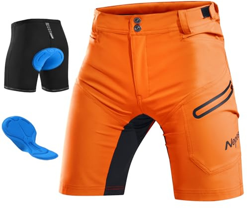 Nepest Mountainbike Hose Herren, 4-Wege-Stretch, Reflektierend Radhose Kurz | Radhose Herren Gepolstert, Leichtes Stretch-Material, Feuchtigkeitsableitend, 3 Taschen, MTB Shorts, Fahrrad, Cycling
