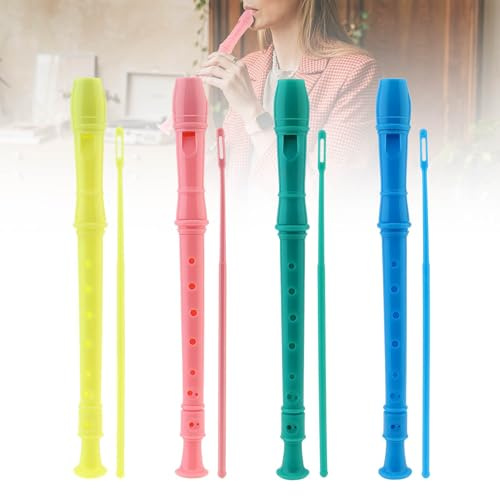 4 Pack Recorder Instrument for Adults Beginner, Colorful Professional German fingering Soprano Recorder, Musical Instruments Flute Instrument, 7 Holes Baroque Soprano British Style Recorder