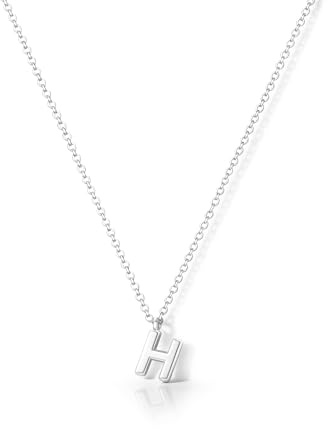HANLI Silver Initial Necklaces for Women Teen Teenage Girls – S925 Sterling Silver Letter H Initials Name Personalised Necklace Dainty Cute Trendy Girls Birthday Christmas Gifts Jewellery