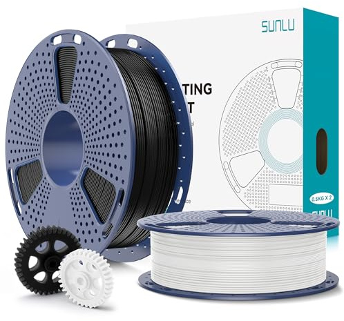 SUNLU PLA+2.0 Filament, Upgrade PLA+ 3D Printer Filament 1.75mm, Tougher and Stronger, 0.5KG per Spool, 1KG in Total, Black+White