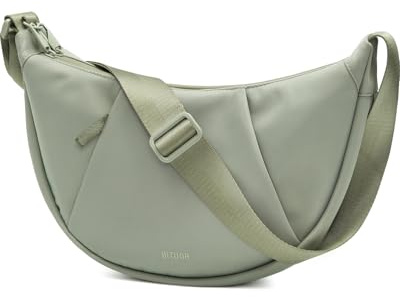 BITUOR Cossbody Bag Damen & Herren Medium 8.2L Umhängetasche im Halbmond Style Halbrunde Schultertasche Casual schultertasche für Reisen Arbeit Freizeit,Doppelte Anti-Diebstahl Wasserabweisend Design