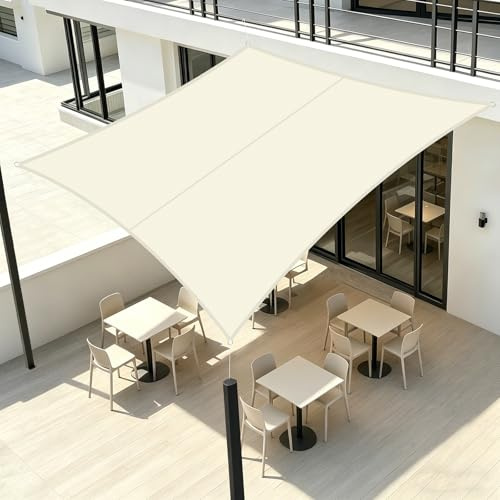 LOVE STORY Toldo Vela Rectangular 3x5m, Vela de Sombra Impermeable Oxford, Protección Rayos UV Toldos para Exterior Patio Jardín Terrazas, Crema