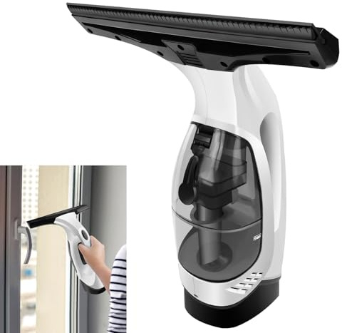 DayPlus 2000Pa Akku Fensterreiniger Set mit 28cm Gummiklinge und 24cm Mikrofaser Tuch, 300ml Sprayflasche, 2200mAh Batterie, bis zu 30 Minuten Strom