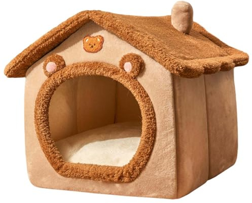 Lit De Grotte pour Chat, Nid Fermé Confortable, Maison De Chat Pliable Et Confortable avec Couverture, Nichoir pour Petit Animal Chien Lapin