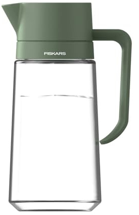 Fiskars Urban Plant Care Gießkanne aus Glas, 0,5l | Stilvolles Design für Zimmerpflanzen, Ergonomischer Griff, Höhe 19,9 cm, Glas, Olivgrün, 1080775