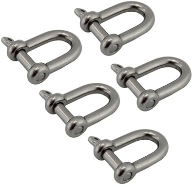 FJLKGDSP Grillete D de Acero Inoxidable 304, 5 uds., con Pasador Tornillo, 4mm, 5mm, 6mm, 8mm, Ancla, grillete for Pulseras(10mm-5pcs)