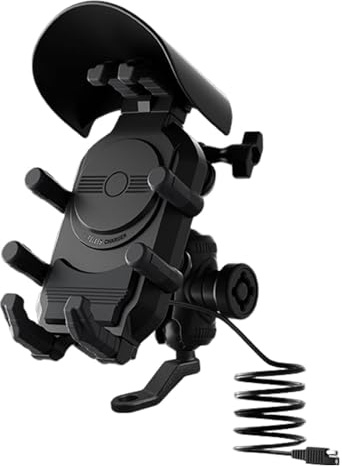 Motorrad-Handyhalterung, High-Speed-Stromlieferung, vibrationsdämpfender mobiler Ständer, sichere Verriegelung, universelle Smartphone-Halterung, Harz-Zubehörstab, für Lieferfahrer und Roadtrips