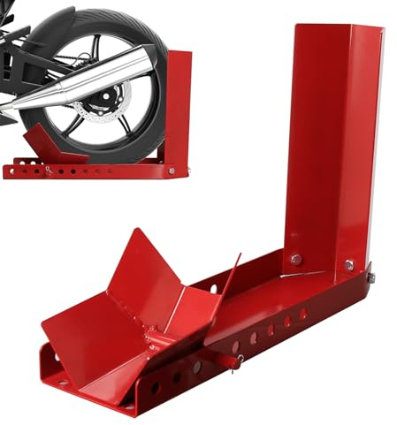Peviasot Motorradwippe, 1 Stück Vorderradklemme Motorrad Ständer mit 3 Ankerbolzenlöchern, Geeignet für 8-24 Zoll Reifen, Transportständer Radwippe, Verladehilfe Schiene