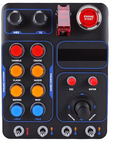 LICAEVEY Simulator Race Central Control Box Sim Driving Control mit 19 Tasten 30 Programmierbare Optionen RGB-Hintergrundbeleuchtung USB für Racing Truck Farming & Flugsimulatoren