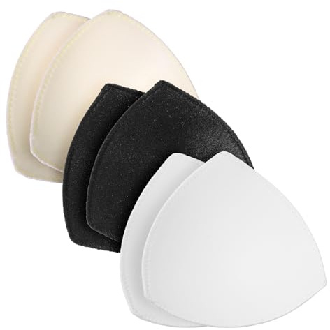 Dimeho Bra Pads Inserts, 3 Pairs Triangle Sports Bra Inserts Pads Removable Sewed Breast Enhancers Breathable Bras Padding Insert Breast Pad for Sports Bras Bikinis Swimwear (Black, White, Skin)