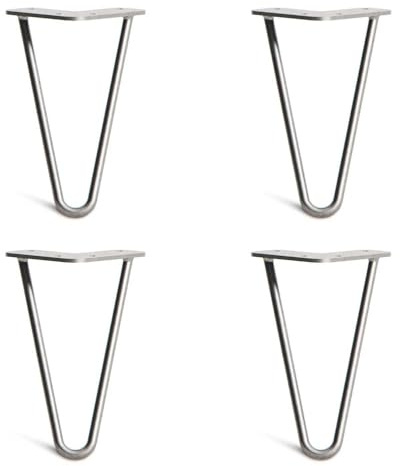 Cabinet Hairpin Legs, 20cm, Zinc | Set of 4; 2 rod Classic 10mm; solid steel; thick 4mm base plates; screws, feet and build guide included; outdoor rated
