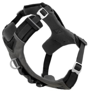 Kurgo Journey Air Hundegeschirr - Sichere Passform für Aktive Hunde - Gepolstertes Bruststück - Leichtes Ripstop-Gewebe - Atmungsaktives Netzmaterial - Reflektierender Rand - Schwarz - M