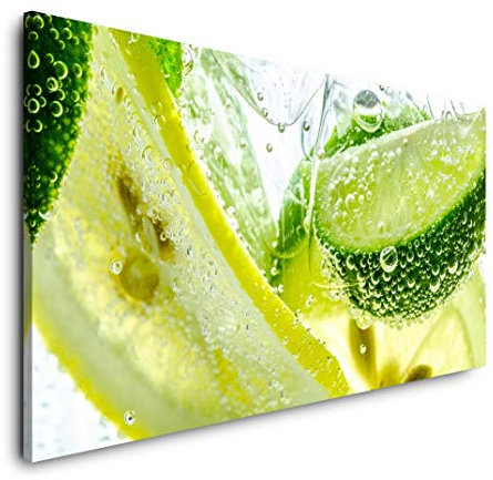 Zitronen und Limetten 120x 60cm Panorama Leinwand Bild XXL Format Wandbilder Wohnzimmer Wohnung Deko Kunstdrucke