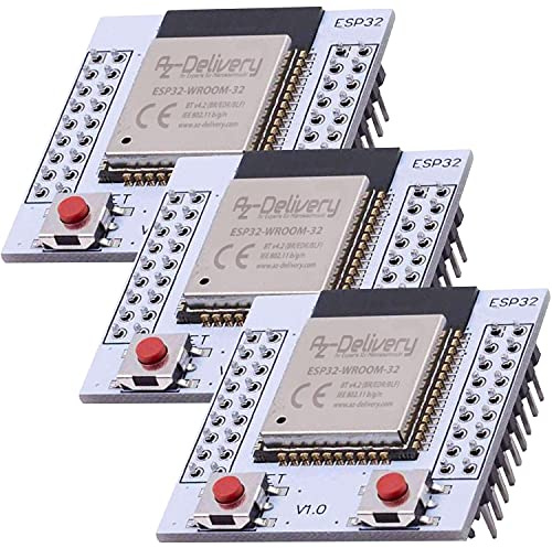 AZDelivery 3 x ESP32 WROOM-32 WLAN WiFi Bluetooth Microcontroller with free Adapter Board compatible with Arduino and Raspberry Pi including E-Book!