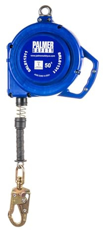 Palmer Safety SRD 50 FT. Self Retracting Lifeline I ANSI Z359.14-2021 Class 1 I SRL Device Swivel Top Galvanized Cable w/Small Steel Snap Hook I Fall Arrest Safety Yoyo