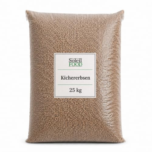 SoleilFOOD Kichererbsen getrocknet 25 kg - Chickpeas Großgebinde | reich an Ballaststoffen & Protein, vegan, gentechnikfrei - ideal für Gastronomie & Großküche