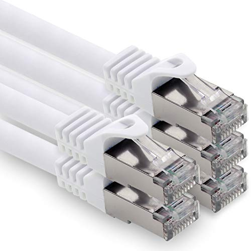 1CONN Câble Réseau Cat7 Cat7 10 Gb/s SFTP - 5x 1m - RJ45 Ethernet LAN DSL Routeur Modem - Blanc