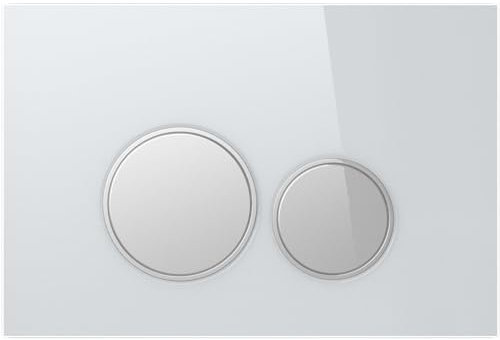 MYLAVABO Drückerplatte aus Glas, passend nur zu SIGMA Serie/Geberit Duofix UP320 / (111300005), 2-Mengen Spülung (weißes Glas), Betätigung von vorne