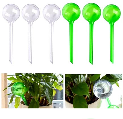 Himtop 6 Pcs Plant Self Watering,Water Bulbs for Plants.1.96inch S Size Automatic PVC Watering Globes, Drip Irrigation Device Self Watering System for Your Indoor Outdoor Plants (Green & White)